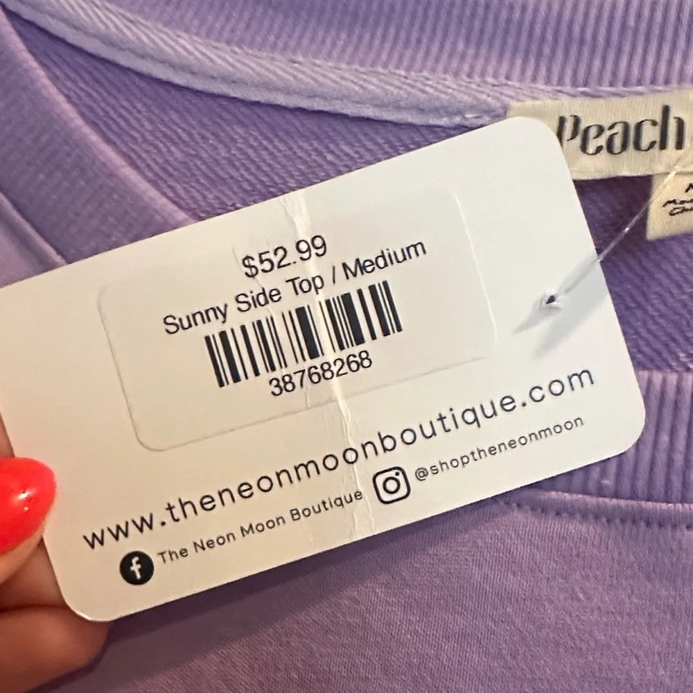 Peach Love California Purple Sequin Floral Sweatshirt - Picture 2 of 5